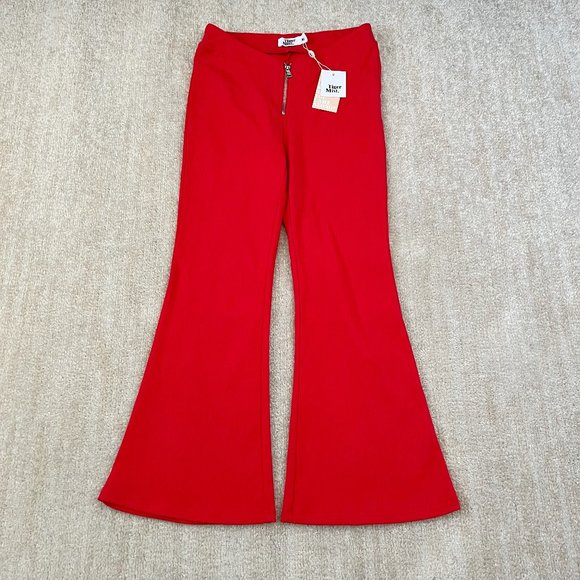 Tiger Mist Pants - NWT Tiger Mist Rocas Zip Up Crop Flare Pants M Red